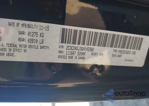 2016 Dodge Charger R/T Scat Pack из США, поврежденный, VIN 2C3CDXGJ3GH143382